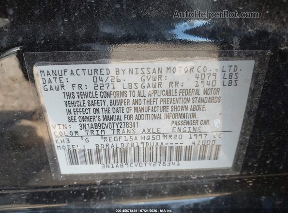 3N1AB9CV0TY278341 2026 NISSAN SENTRA Черный Вид подкапотного пространства