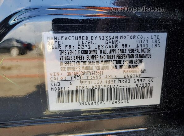 3N1AB9CV1TY245641 2026 NISSAN SENTRA Black Vista de la etiqueta del VIN