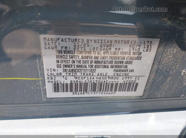 3N1AB9CV3TY211622 2026 NISSAN SENTRA Blue Vista del compartimento del motor
