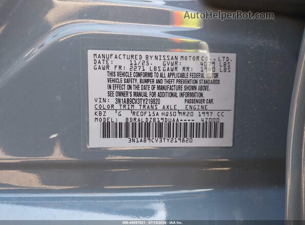 3N1AB9CV3TY219820 2026 NISSAN SENTRA Gray Engine compartment view