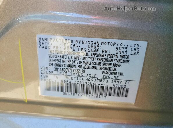 3N1AB9CV7TY232179 2026 NISSAN SENTRA Tan VIN კოდის სტიკერის ხედი