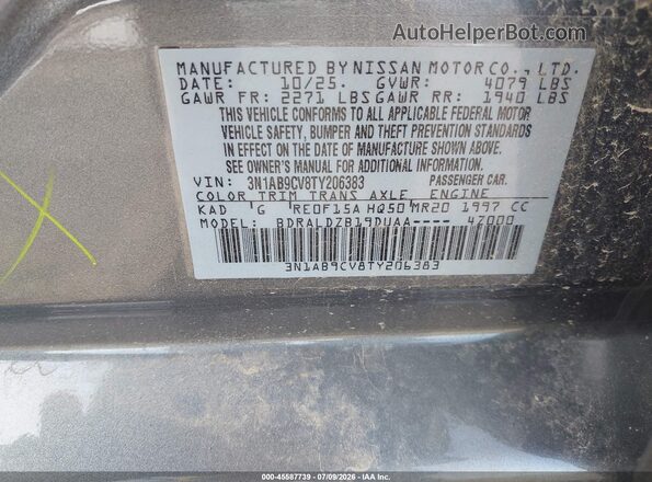 3N1AB9CV8TY206383 2026 NISSAN SENTRA Gray Շարժիչի բաժամունքի տեսք