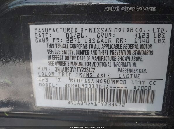 3N1AB9DV1TY233472 2026 NISSAN SENTRA Black ძრავის განყოფილების ხედი