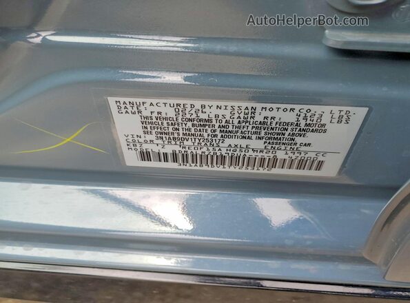 3N1AB9DV1TY253172 2026 NISSAN SENTRA Blue Widok naklejki z numerem VIN