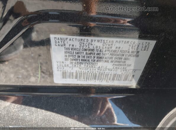 3N1AB9DV1TY275673 2026 NISSAN SENTRA Black Widok komory silnika
