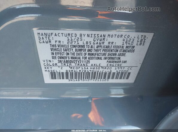 3N1AB9DV2TY211125 2026 NISSAN SENTRA Gray Engine compartment view