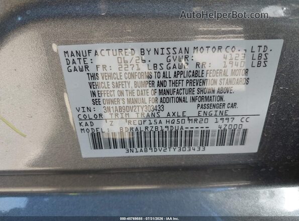 3N1AB9DV2TY303433 2026 NISSAN SENTRA Gray Engine compartment view