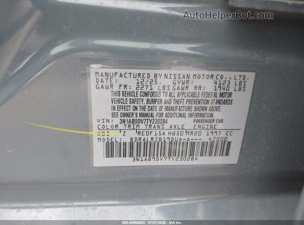 3N1AB9DV7TY230284 2026 NISSAN SENTRA Blue Engine compartment view