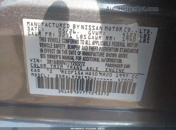 3N1AB9DV7TY293272 2026 NISSAN SENTRA Gray ძრავის განყოფილების ხედი
