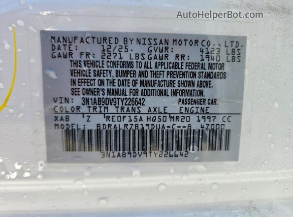 3N1AB9DV9TY226642 2026 NISSAN SENTRA White Вид наклейки з VIN-кодом
