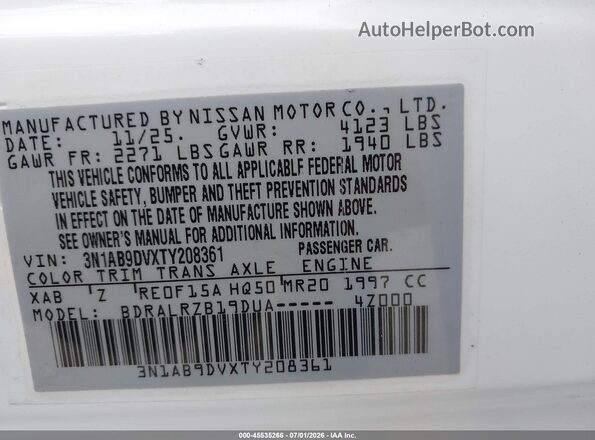 3N1AB9DVXTY208361 2026 NISSAN SENTRA Белый Вид подкапотного пространства