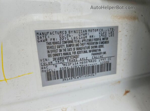 3N1AB9EW9TY234067 2026 NISSAN SENTRA White Շարժիչի բաժամունքի տեսք