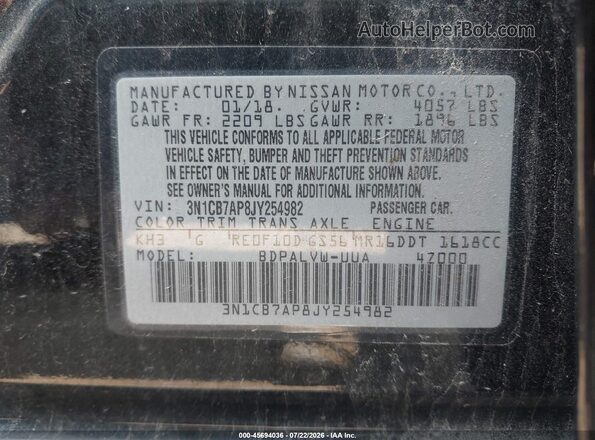 3N1CB7AP8JY254982 2018 NISSAN SENTRA Black Engine compartment view