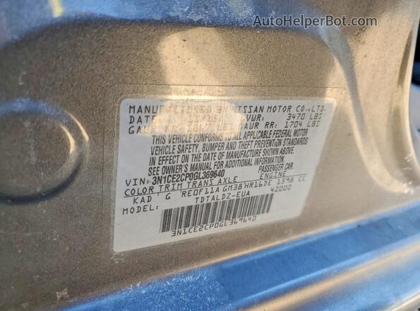 3N1CE2CP0GL369640 2016 NISSAN VERSA Gray Widok komory silnika