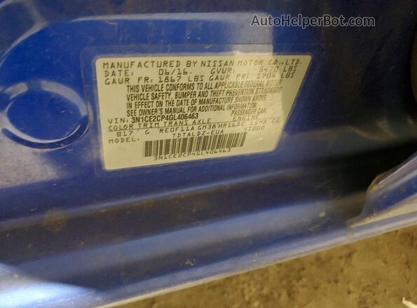 3N1CE2CP4GL406463 2016 NISSAN VERSA Blue 360 interior view