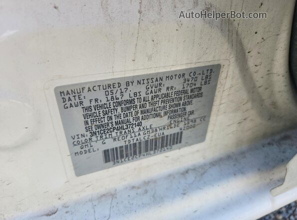 3N1CE2CP4HL372140 2017 NISSAN VERSA White Շարժիչի բաժամունքի տեսք