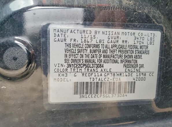 3N1CE2CP5GL373084 2016 NISSAN VERSA Black Vista de la etiqueta del VIN