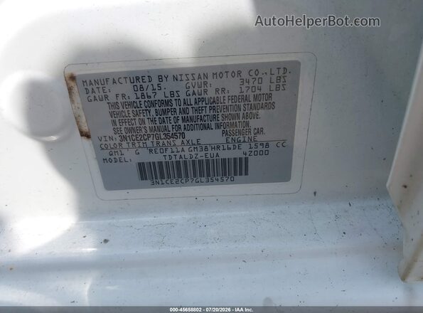 3N1CE2CP7GL354570 2016 NISSAN VERSA NOTE White Widok komory silnika