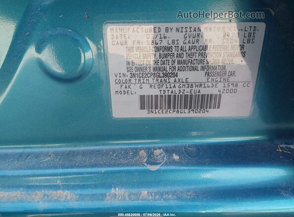 3N1CE2CP8GL390204 2016 NISSAN VERSA NOTE Синий Вид подкапотного пространства