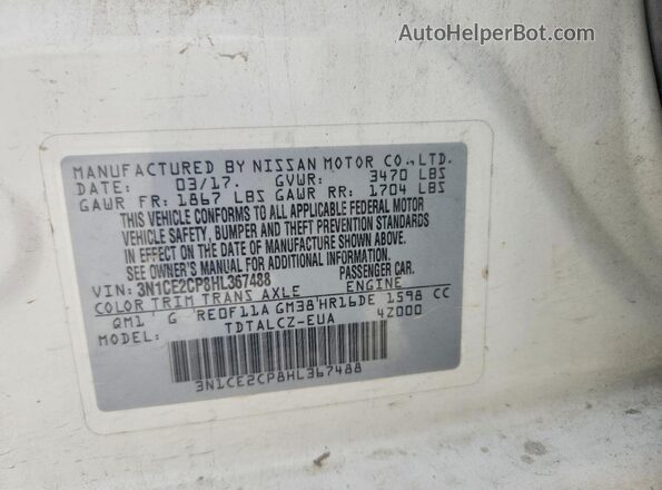 3N1CE2CP8HL367488 2017 NISSAN VERSA White Vista del compartimento del motor