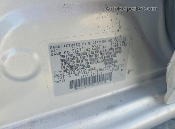 3N1CE2CP9JL357655 2018 NISSAN VERSA Серебряный Вид подкапотного пространства