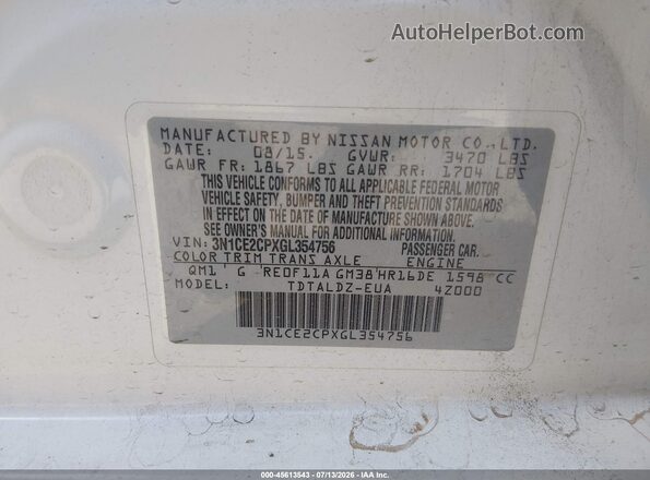 3N1CE2CPXGL354756 2016 NISSAN VERSA NOTE Белый Вид подкапотного пространства