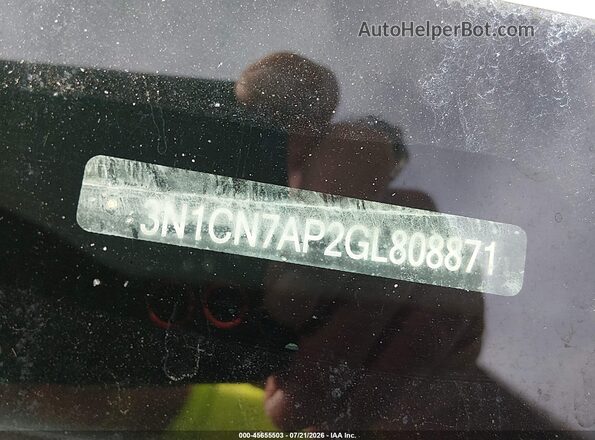 3N1CN7AP2GL808871 2016 NISSAN VERSA Gray Շարժիչի բաժամունքի տեսք