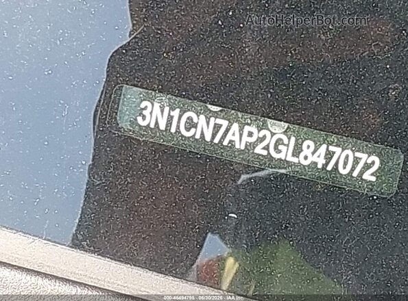 3N1CN7AP2GL847072 2016 NISSAN VERSA Silver Widok zestawu wskaźników