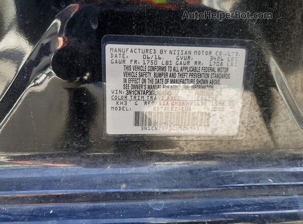 3N1CN7AP3GL904945 2016 NISSAN VERSA Black Engine compartment view