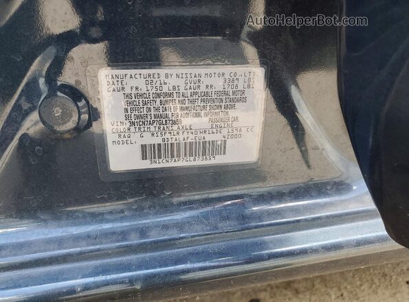 3N1CN7AP7GL873859 2016 NISSAN VERSA Teal Вид підкапотного простору