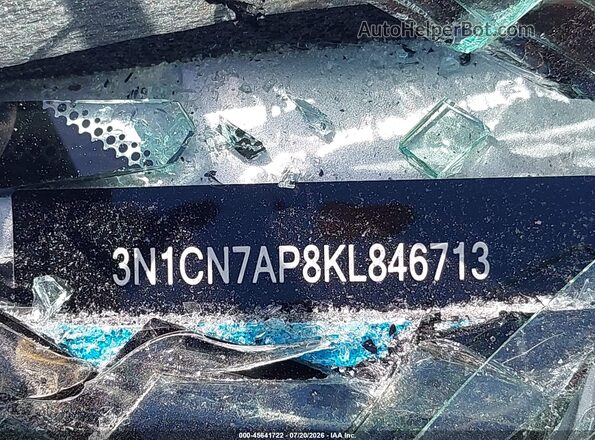 3N1CN7AP8KL846713 2019 NISSAN VERSA Silver Շարժիչի բաժամունքի տեսք