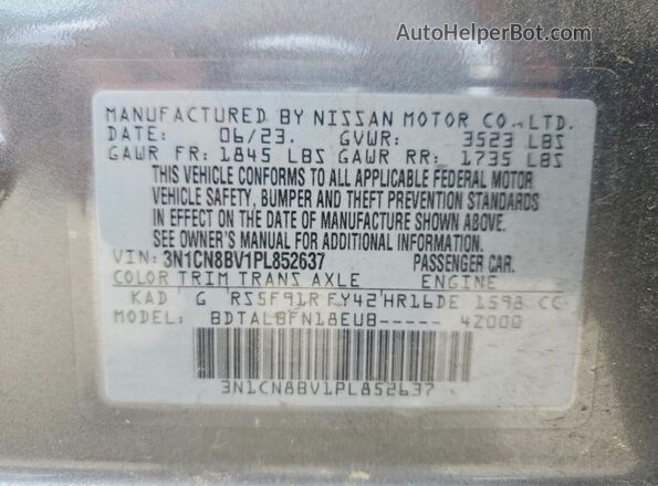 3N1CN8BV1PL852637 2023 NISSAN VERSA Gray Vista del compartimento del motor