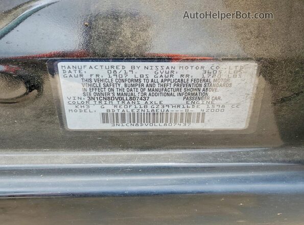 3N1CN8DV0LL807437 2020 NISSAN VERSA Black Engine compartment view