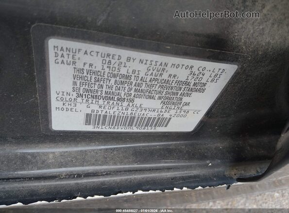 3N1CN8DV0ML908155 2021 NISSAN VERSA Черный Вид подкапотного пространства