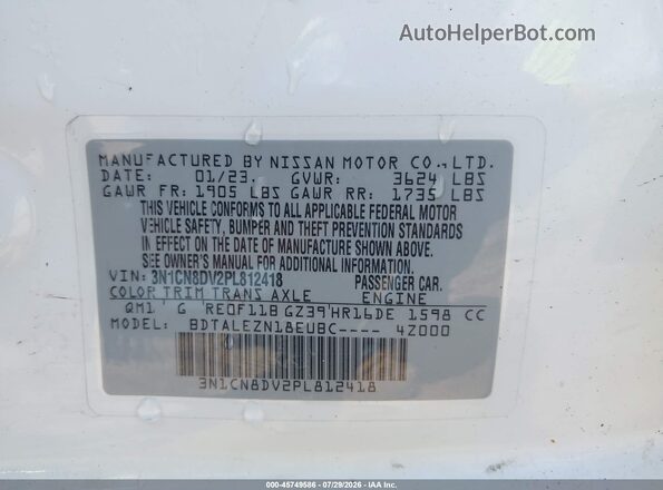 3N1CN8DV2PL812418 2023 NISSAN VERSA White Widok komory silnika