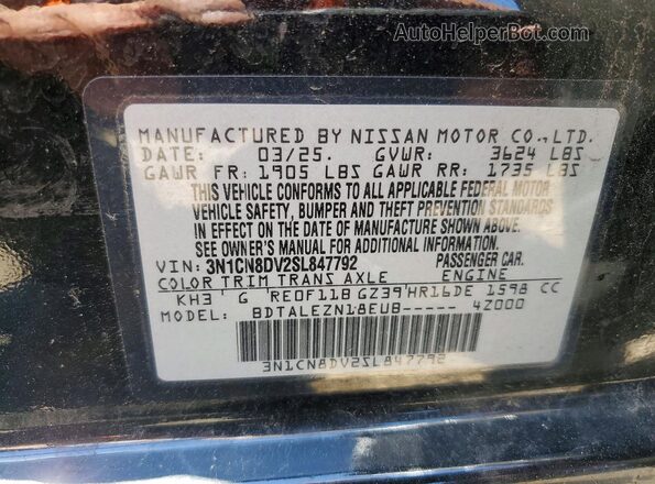 3N1CN8DV2SL847792 2025 NISSAN VERSA Черный Вид подкапотного пространства