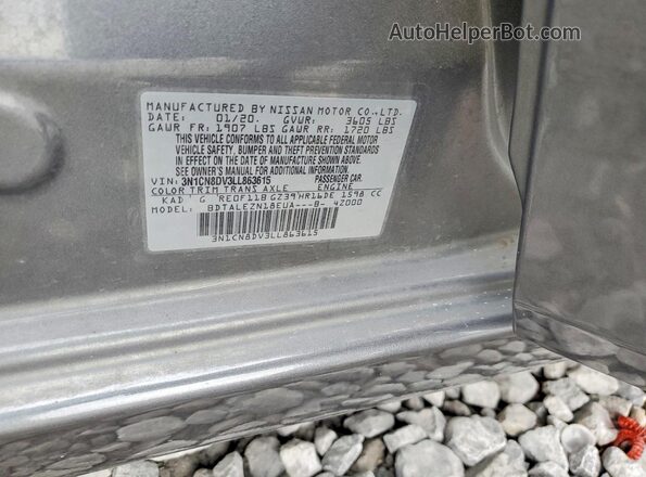 3N1CN8DV3LL863615 2020 NISSAN VERSA Charcoal Շարժիչի բաժամունքի տեսք