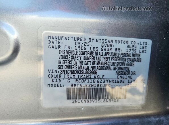 3N1CN8DV3SL863905 2025 NISSAN VERSA Gray Engine compartment view