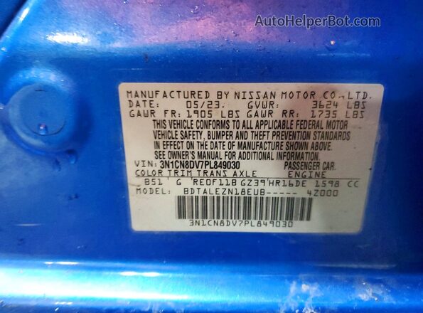 3N1CN8DV7PL849030 2023 NISSAN VERSA Blue Engine compartment view