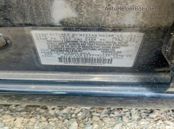 3N1CN8EV0LL816167 2020 NISSAN VERSA Black VIN կոդի պիտակի տեսք