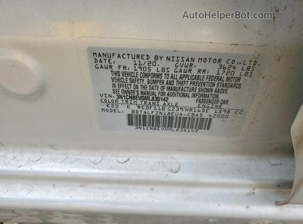 3N1CN8EV0ML835142 2021 NISSAN VERSA Silver Engine compartment view