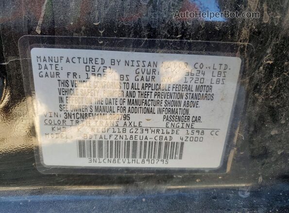 3N1CN8EV1ML890795 2021 NISSAN VERSA Черный Вид подкапотного пространства