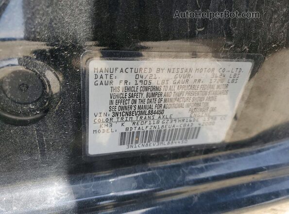 3N1CN8EV3ML884450 2021 NISSAN VERSA Black Շարժիչի բաժամունքի տեսք