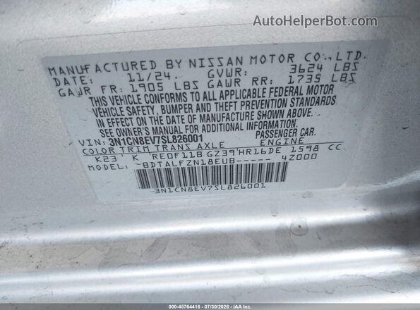 3N1CN8EV7SL826001 2025 NISSAN VERSA Silver Вид підкапотного простору
