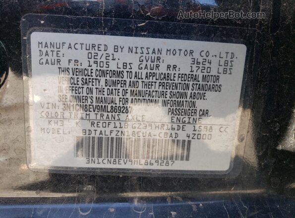 3N1CN8EV9ML869287 2021 NISSAN VERSA Black Вид підкапотного простору