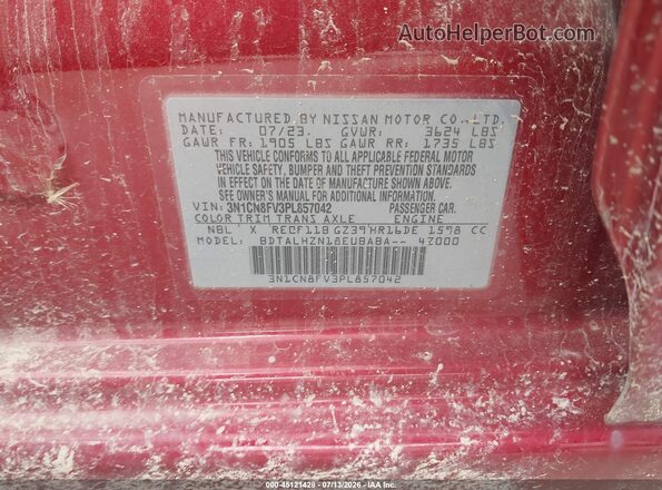 3N1CN8FV3PL857042 2023 NISSAN VERSA Красный Вид подкапотного пространства