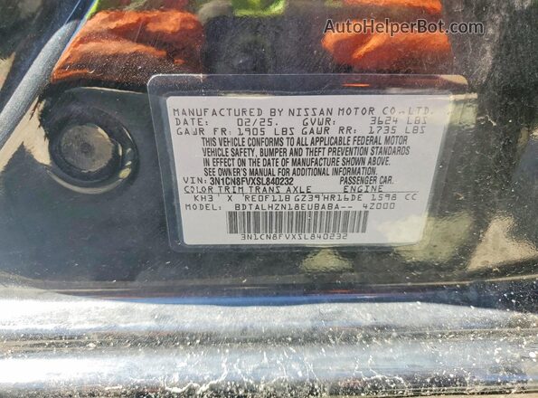 3N1CN8FVXSL840232 2025 NISSAN VERSA Black Widok komory silnika