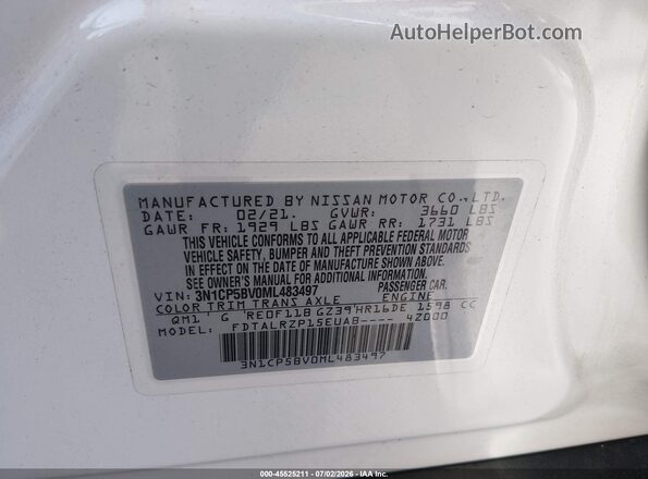 3N1CP5BV0ML483497 2021 NISSAN KICKS Белый Вид подкапотного пространства