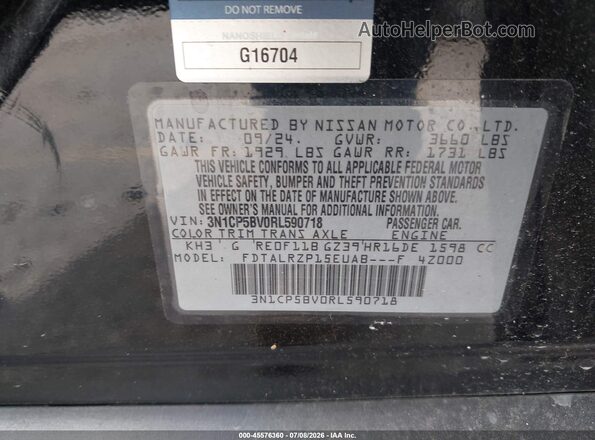 3N1CP5BV0RL590718 2024 NISSAN KICKS Black Շարժիչի բաժամունքի տեսք