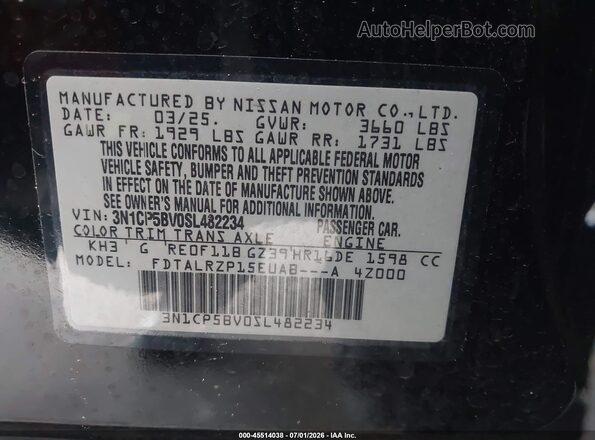 3N1CP5BV0SL482234 2025 NISSAN KICKS PLAY Black Widok komory silnika